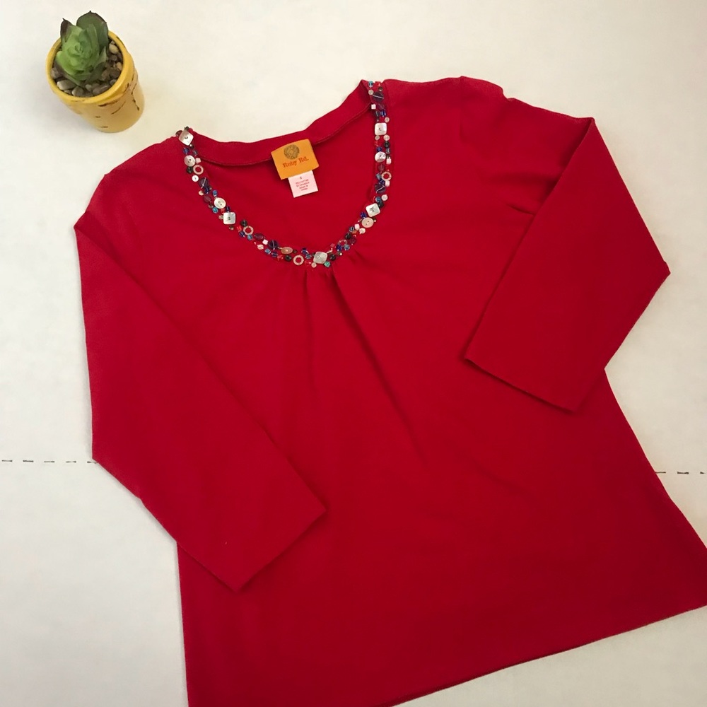Ruby Rd. Red Blouse Small
